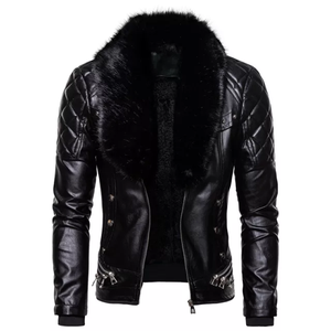 <b>Men</b> High Quality Leather <b>Jacket</b> Soft Durable Comfortable Full Zip Classic Casual Fashion Everyday Outerwear - Product Image 6