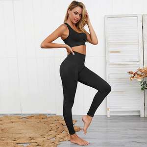 Ensemble de vêtements de sport Pilates pour femmes, 2 pièces, avec coussinet de poitrine contrastant, respirant, personnalisé, pour la gym et le yoga, avec fermeture éclair - Product Image 1