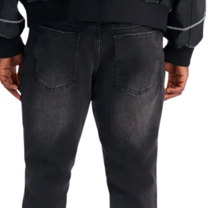 Jean cargo évasé noir délavé pour homme, coupe slim, déchiré aux genoux, style streetwear décontracté, avec poches utilitaires, tendance et mode - Product Image 4