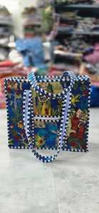 Handmade Eco-Friendly Quilted velvet Print Fashion Lightweight <b>Canvas</b> <b>Tote</b> Bag Customizable Zipper Bohemian Vintage Lady - Product Image 1