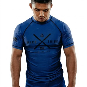 Wars Tribe Men's Short Sleeve Rash Guard Quick Dry Spandex Polyester <b>Compression</b> <b>Shirt</b> Front Logo Print Adult Fit - Product Image 1