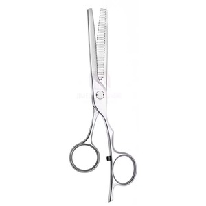 กรรไกรตัดผมสแตนเลส |   อุปกรณ์ตัดผมสำหรับช่างตัดผมมือขวาแบบ OEM ผลิตตามสั่ง 32 ฟัน คม ขัดเงา พร้อมที่พักนิ้วแบบตายตัว - Product Image 3