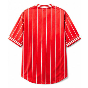Delta |   Sigma |   Camiseta de béisbol a rayas rojas para mujer de Theta Sorority, camisa informal con botones y manga corta para mujer DST - Product Image 6