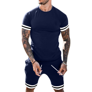 Men's 2 Piece Short Sleeve Waffle Fabric Tracksuit Tropical Graphic T-Shirt Solid Shorts <b>Set</b> Summer Casual Outfits Short <b>Set</b> - Product Image 1