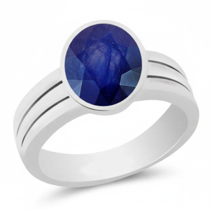 925 Sterling <b>Silver</b> Rhodium Plated Classic Bezel Setting Blue Sapphire Look Fine <b>Adjustable</b> Eternity Band Wedding <b>Ring</b> for Gift - Product Image 1