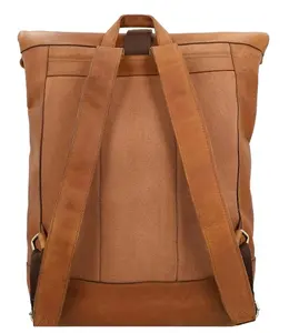 Sac à dos en cuir véritable homme 100% pur multi-usages extérieur en cuir actif Roll Top sac à dos extérieur