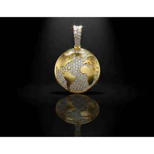 จี้รูปแผนที่โลกประดับเพชรโมอิสซาไนต์ สไตล์ฮิปฮอป ทรงลูกโลกสีทอง ประดับเพชรหรูหรา สร้อยคอแฟชั่นสุดหรู สีเงิน สีทอง 10K 14K - Product Image 3