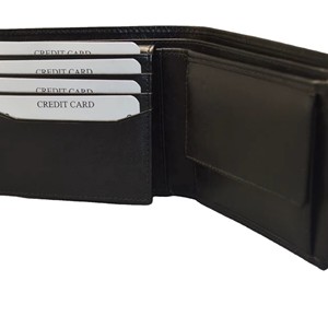 <b>Men's</b> Genuine Leather Bifold <b>Wallet</b> Slim Fold Design <b>Black</b> Minimalist Style Daily Use Open Closure Slim Design Money Card Holder - Product Image 2