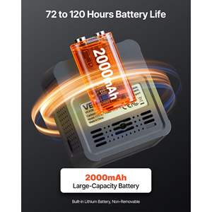 Moniteur de dioxyde de carbone portable et léger, capteur NDIR, contrôleur de CO2, affichage de la température et de l'humidité pour la qualité de l'air à la maison, au chevet - Product Image 4