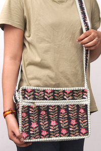Bolso bandolera acolchado con estampado de Jaipur, bolso cruzado de algodón, bolso de tela india con estampado floral, bolso de mano bohemio, bolsa de viaje hecha a mano - Product Image 4