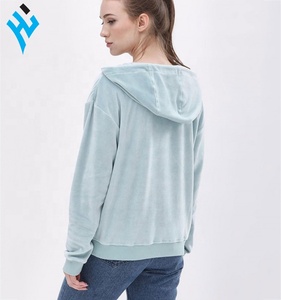 2025 nueva ropa de calle personalizada para mujer, informal, básica, de manga larga, lisa, cómoda, con cremallera, sudaderas con capucha para mujer - Product Image 2