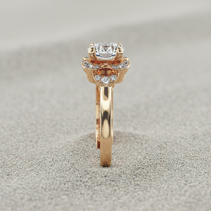 Anillo de Compromiso con Diamante Cultivado en Laboratorio, Oro de 14K, Estilo Art Deco Vintage, Anillo con Halo Geométrico, Fabricante de Joyería Personalizada, OEM, ODM - Product Image 3