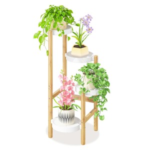 Natural Bamboo Spiral <b>Planter</b> Stand - Unique Contemporary Design Wholesale - Product Image 3