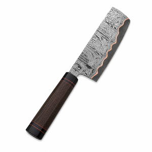 Couteau de chef de camping en acier Damas, pointe tombante, bord droit, manche en bois Wengé + résine noire, épaisseur 3 mm, DIY OEM - Product Image 5