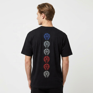 Camiseta Negra de Manga Corta para Hombre con Estampado Digital de Herradura, Cuello Redondo, Ajuste Holgado, Casual, 100% Algodón Tejido Transpirable - Product Image 2