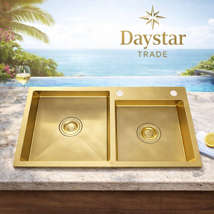 อ่างล้างจานเดี่ยว Daystar Trade Premium Gold 304 สแตนเลสสตีล หนา 3 มม. ดีไซน์ทันสมัย ผลิตด้วยมือ ผิวปัดเงา แบบติดตั้งใต้เคาน์เตอร์ - Product Image 2