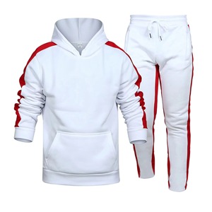 Conjunto de Sudadera con Capucha Roja y Pantalones Deportivos para Hombre, Informal, de Felpa, Tejido, Color Sólido, con Logotipo Estampado, para Otoño - Product Image 6