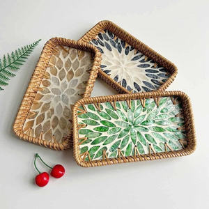 Bandeja de Bambú con Incrustaciones de Nácar, Decoración Ecológica para Interiores, Ideal para Acción de Gracias - Product Image 3