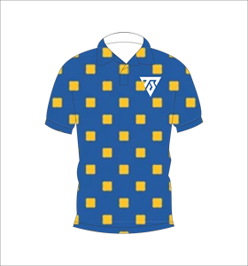 Camisa Casual de Manga Corta con Estampado Geométrico Azul y Amarillo para Hombre, Cuello Camisero, Transpirable, Estilo Polo para Verano - Product Image 4