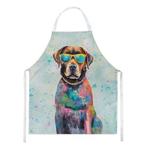 Tablier Hippie Dawg unisexe multicolore grand pour la cuisine conçu pour les adultes hommes femmes mettant en vedette Chic chocolat Labrador - Product Image 1