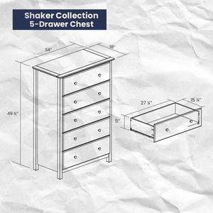 Modern 5-Drawer Solid Oak Wooden <b>Chest</b> <b>Storage</b> Cabinet with Eco-Friendly Design Durable Construction for Bedroom Furniture - Product Image 6