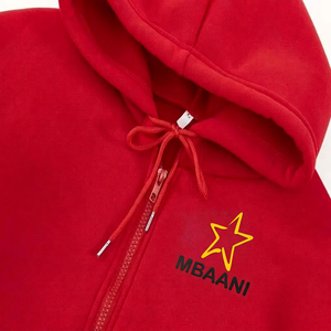 เสื้อฮู้ดซิปสีแดง MBAANI แบบยูนิเซ็กส์ สวมใส่สบายๆ สำหรับฤดูใบไม้ร่วง  โลโก้รูปดาวด้านหลัง ทรงปกติ ผลิตจากผ้าฝ้ายถัก - Product Image 2