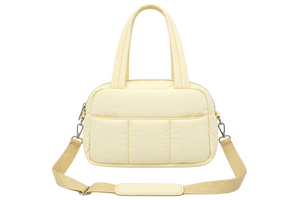 Beena's <b>Cream</b> Fashion Cosmetic <b>Bag</b> Polyester Makeup <b>Shoulder</b> Pouch Travel Light Weight Large Capacity Zipper Waterproof Soft - Product Image 2