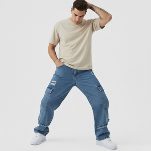 Jeans Casuales de Mezclilla Lavada Transpirables de Invierno al por Mayor para Adolescentes, de Pierna Recta, Cintura Media, Estilo Hip Hop con Bordado Sólido - Product Image 1