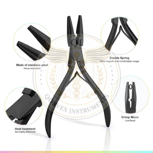 Kit d'outils pour extensions de cheveux noirs, comprenant des pinces à micro-anneaux, des clips, des pinces de dépose pour extensions de cheveux naturels - Product Image 3