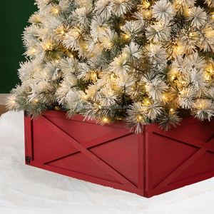 Collar de árbol rojo de madera de nuevo diseño para decoración de árbol de Navidad Collar de árbol de adorno de Navidad Artificial - Product Image 4