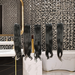 Extensions de cheveux humains indiens 100% vierges Remy, tissage double machine, noirs, lisses, naturels, en lots, pour fusion - Product Image 3