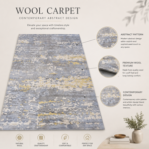 Alfombra Moderna Abstracta de Lana Hecha a Mano, Ecológica, Antideslizante, de Pelo Largo, para Sala de Estar, Dormitorio, Hotel - Product Image 6