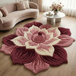 Soft Plush Floral Area Rug Luxury Modern Pink Flower Shape Rug Hand Tufted Area Rug Styling Home Decorative Decorative rug - Product Image 4
