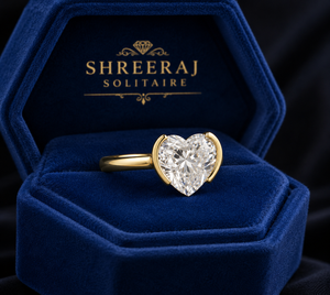 Anillo de Compromiso con Diamante Cultivado en Laboratorio de 3 Quilates, Corte Corazón, en Oro Sólido de 10K/14K/18K, Media Montura, Solitario, Certificado IGI, Color E - Product Image 3
