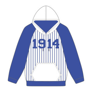 ปีก่อตั้ง 1914 ฟี เบต้า ซิกมา เสื้อฮู้ดสีขาว แขนเสื้อสีน้ำเงิน ลายเส้นพินสไตรป์ เสื้อผ้าสำหรับสมาคมนักศึกษา  แบบสั่งทำพิเศษ ดีไซน์ Divine Nine HBCU - Product Image 2