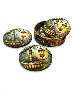 Luxury MDF Enamel <b>Coaster</b> Set With Elegant Printed Design For Dining <b>Table</b> Home Decor And Gift Purpose - Product Image 2