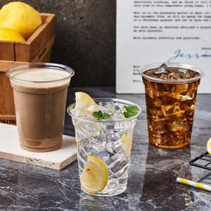 Vaso Desechable Ecológico de PET de 89 mm y 10-24 oz para Smoothies, Transparente Esmerilado, con Tapa para Bebidas con Burbujas, Café, Té, Leche, de Pared Simple - Product Image 3