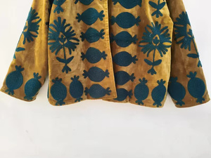 Blouson bomber réversible en velours de coton brodé fait main, motif floral vintage, été automne hiver OEM ODM - Product Image 2