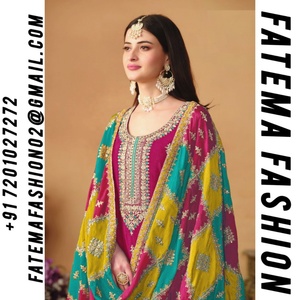 Traje Salwar de Seda Chinon Ligero con Estampado para Mujer, Estilo Indio Pakistaní, Diseño Étnico Moderno para Fiestas, Festivales y Bodas - Product Image 2