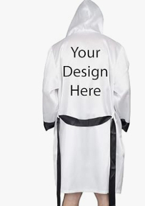 Hooded Boxing Robe Satin Black White Trim Polyester Durable Gym Wear Comfortable All Seasons Boxing Costume <b>Dummy</b> Men Women - Product Image 3