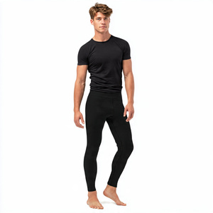 <b>Men's</b> Solid High Quality Compression Leggings <b>Base</b> <b>Layer</b> Knitted Seamless Quick Dry Breathable Elastic Waist Workout Fitness - Product Image 2
