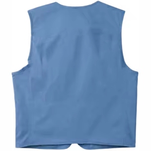 Chaleco de Trabajo Azul con Cuello en V para Hombre, con Múltiples Bolsillos, Cierre de Cremallera, Ropa Exterior Informal de Verano, Material de Poliéster de Secado Rápido - Product Image 3