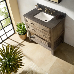 Rustic Hardwood 36-Inch Solid Wood Brown Bathroom Vanity Combo with Sink Premium Bathroom Cabinet - Product Image 3