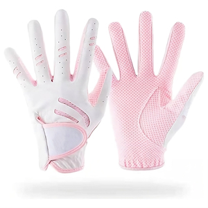 Guantes de Golf TERZO SPORTS para Hombre, de Cuero PU Rosa y Blanco, Transpirables, Antideslizantes, para Mano Derecha, con Cierre de Hebilla - Product Image 1