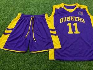 Ensemble de maillots de basketball jaunes en mesh sans manches à col en V, anti-humidité, avec impression par sublimation, et shorts personnalisés à cordon de serrage pour équipe - Product Image 5