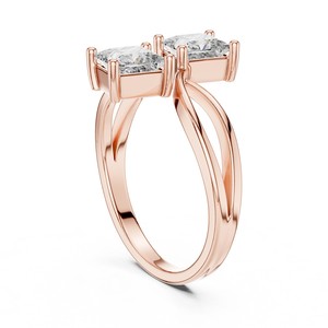 Toi Et Moi Lab Grown Diamond 1.30 CT Princess Cut <b>Two</b> <b>Stone</b> Bypass <b>Ring</b> 18K/14K/10K Solid Gold 925 IGI Anniversary Wedding - Product Image 6