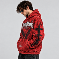 Sweat-shirt à capuche oversize imperméable pour homme IronMark, rouge, style streetwear, imprimé avec un motif d'ange, logo sur le devant, poche