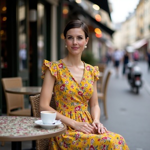 Vestido cruzado de manga de aleteo amarillo de algodón éticamente hecho a mano para damas con comodidad diaria atemporal en un diseño sostenible - Product Image 4