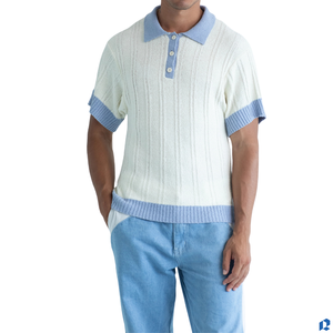 T-shirt en maille à manches courtes blanc pour homme, 240g, uni, doux, respirant, 100% coton, décontracté, pour le golf, personnalisable OEM/ODM - Product Image 5