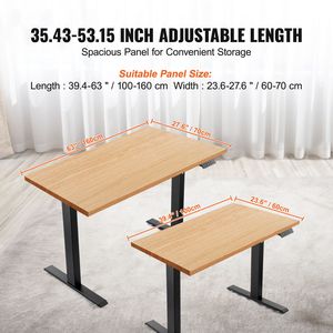 Telaio per Scrivania Ergonomica Elettrica Regolabile in Altezza 27.6-46.1 Pollici, Lunghezza 35.4-53.2 Pollici, Gambe per Scrivania Computer Regolabili - Product Image 3